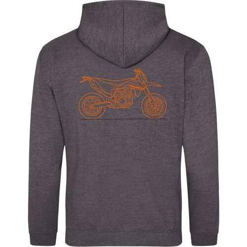 BSO HOODIE 690 SMC-R LOGO ORANGE HINTEN - HEATHER GREY S
