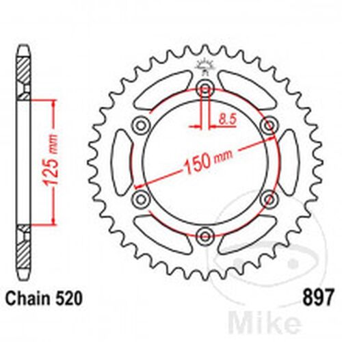 Kettenrad 45Z Teilung 520