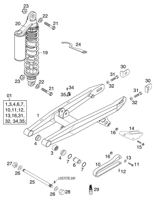 Explosionsgrafik SCHWINGARM