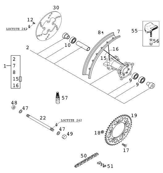 Explosionsgrafik HINTERRAD