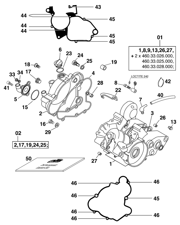 Explosionsgrafik MOTORGEHÄUSE