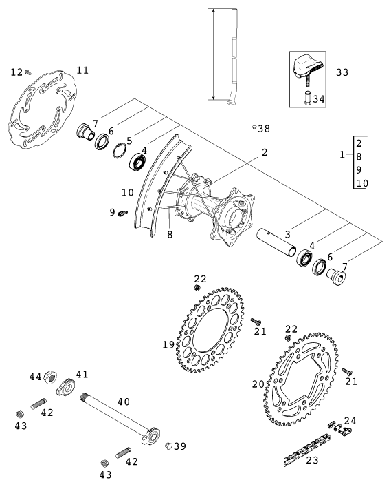 Explosionsgrafik HINTERRAD