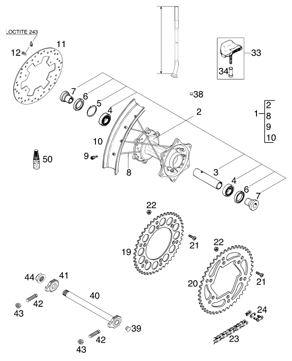 Explosionsgrafik HINTERRAD