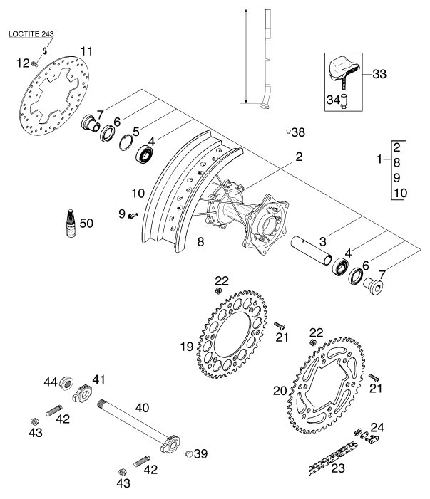 Explosionsgrafik HINTERRAD