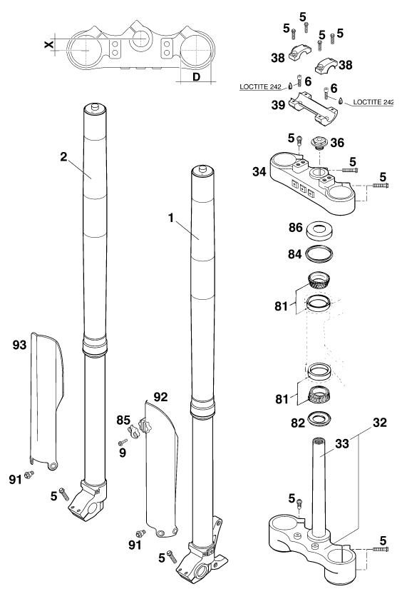 Explosionsgrafik TELEGABEL, GABELBRÜCKE