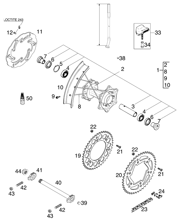 Explosionsgrafik HINTERRAD