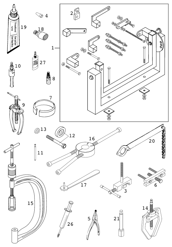 Explosionsgrafik SPEZIALWERKZEUG (Motor)