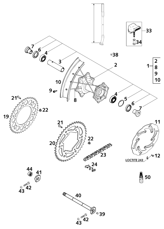 Explosionsgrafik HINTERRAD