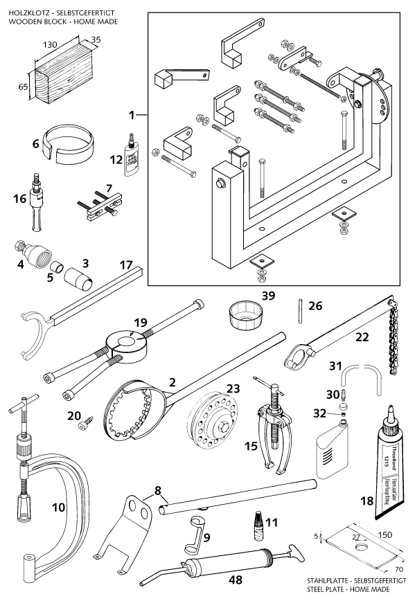 Explosionsgrafik SPEZIALWERKZEUG (Motor)