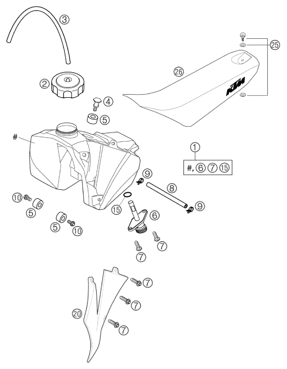 Explosionsgrafik TANK, SITZBANK