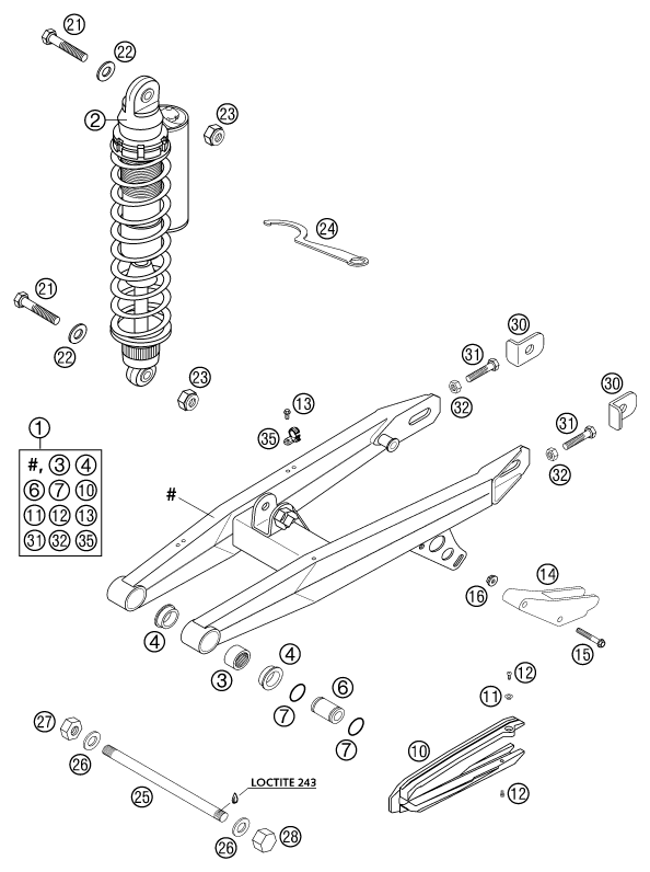 Explosionsgrafik SCHWINGARM