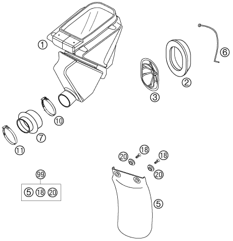Explosionsgrafik LUFTFILTER
