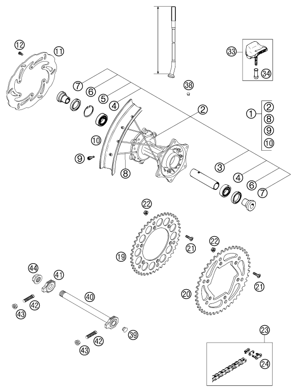 Explosionsgrafik HINTERRAD