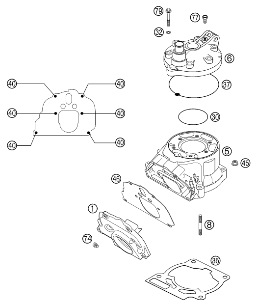 Explosionsgrafik ZYLINDER, ZYLINDERKOPF