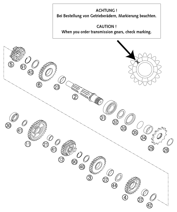 Explosionsgrafik GETRIEBE II - ABTRIEBSWELLE