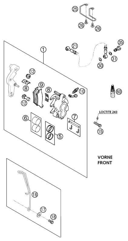 Explosionsgrafik BREMSZANGE VORNE