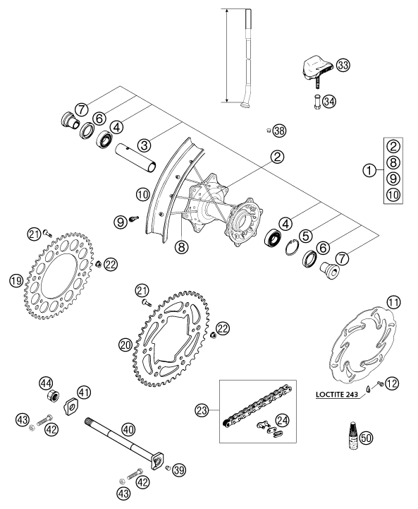 Explosionsgrafik HINTERRAD