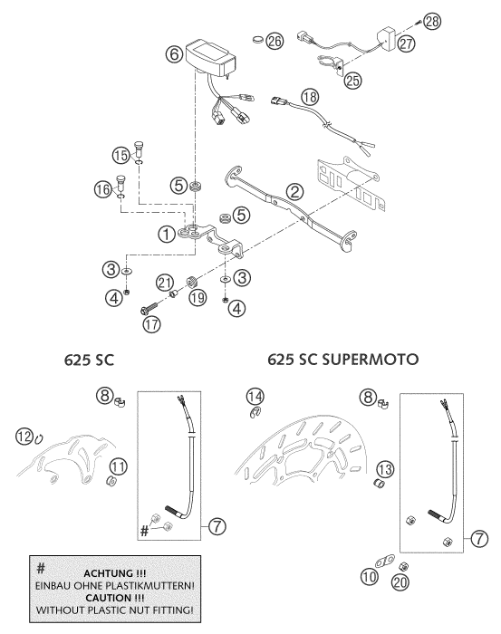 Explosionszeichnung der Baugruppe INSTRUMENTE / SCHLOSSSYSTEM, Position 11 ist markiert