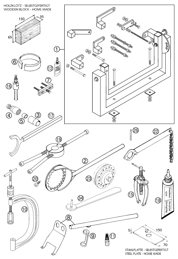 Explosionsgrafik SPEZIALWERKZEUG (Motor)
