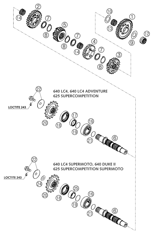 Explosionsgrafik GETRIEBE II - ABTRIEBSWELLE