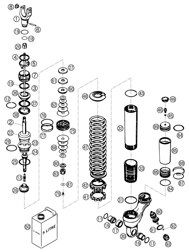 Explosionsgrafik FEDERBEIN ZERLEGT