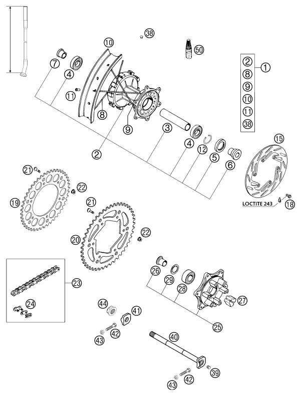 Explosionsgrafik HINTERRAD