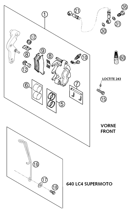Explosionsgrafik BREMSZANGE VORNE