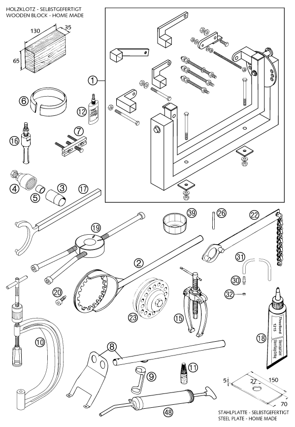 Explosionsgrafik SPEZIALWERKZEUG (Motor)