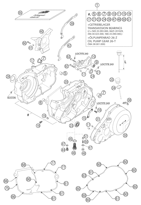 Explosionsgrafik MOTORGEHÄUSE
