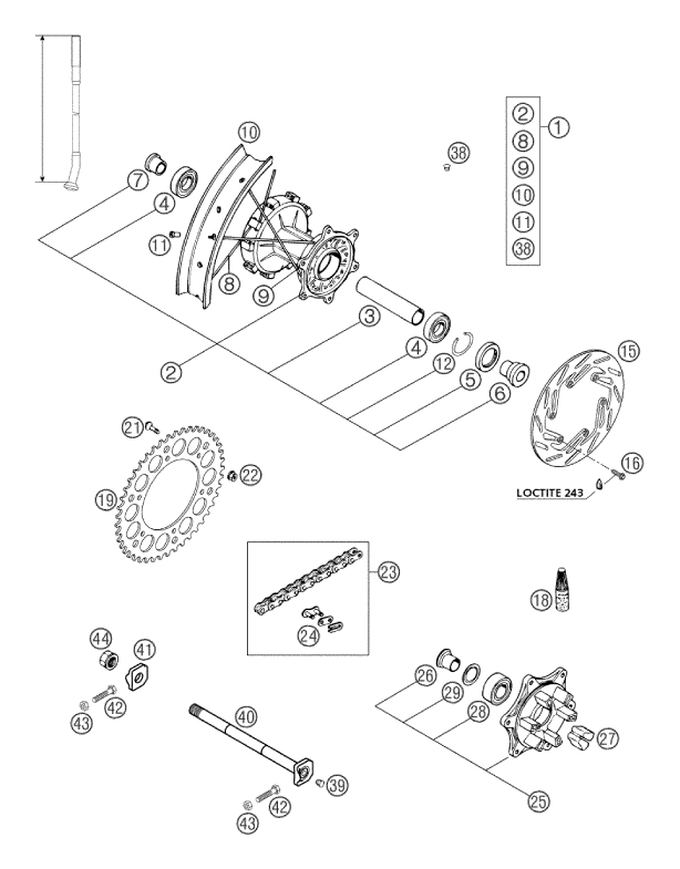Explosionsgrafik HINTERRAD