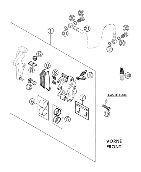 Explosionsgrafik BREMSZANGE VORNE