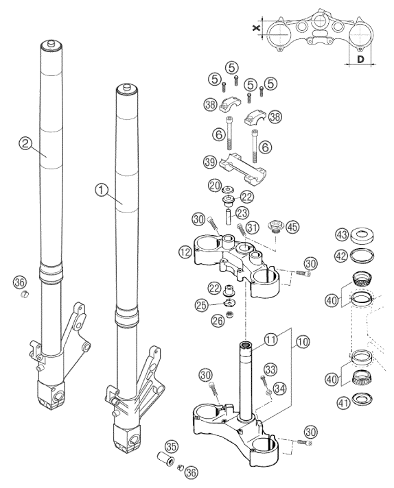 Explosionsgrafik TELEGABEL, GABELBRÜCKE