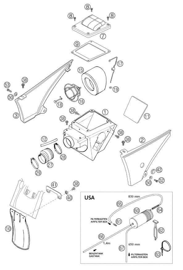 Explosionsgrafik LUFTFILTER
