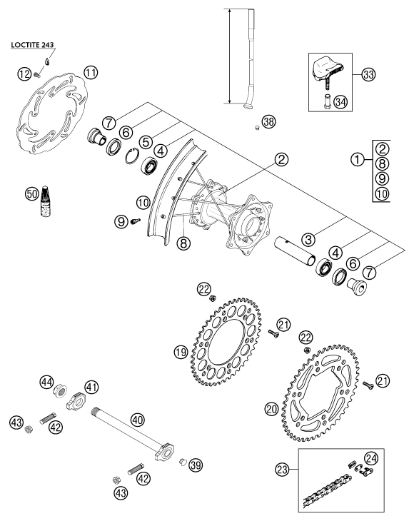 Explosionsgrafik HINTERRAD