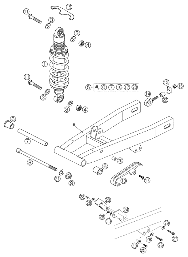 Explosionsgrafik SCHWINGARM