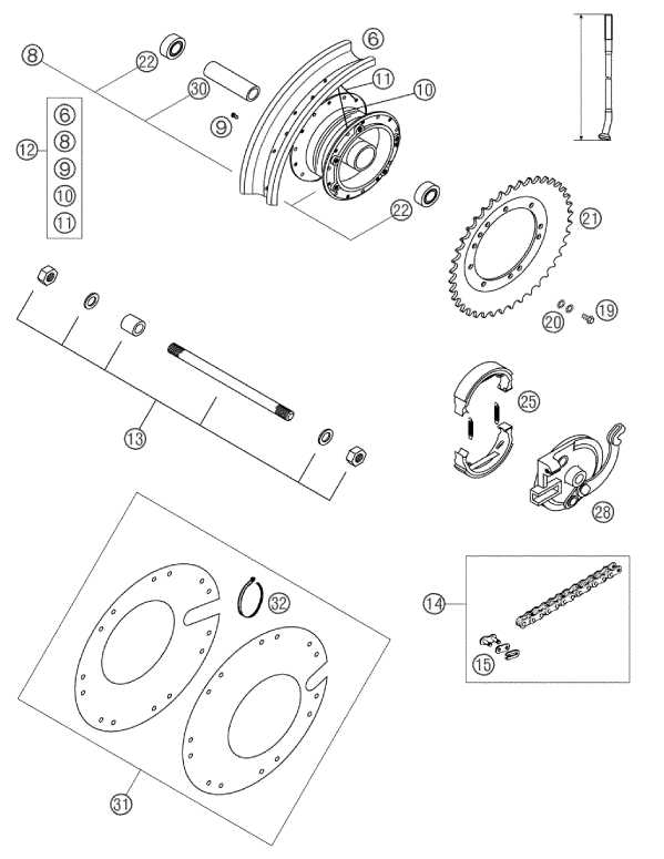 Explosionsgrafik HINTERRAD