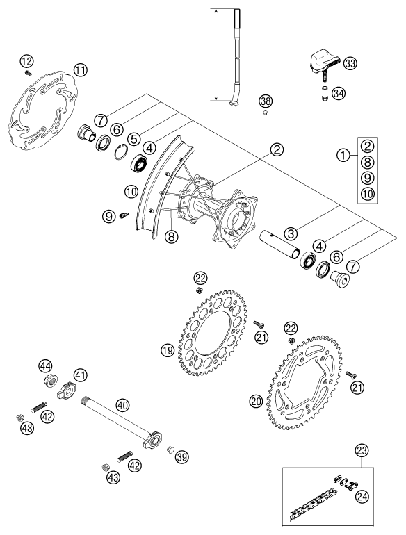 Explosionsgrafik HINTERRAD