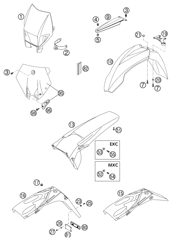 Explosionsgrafik MASKE, KOTFLÜGEL