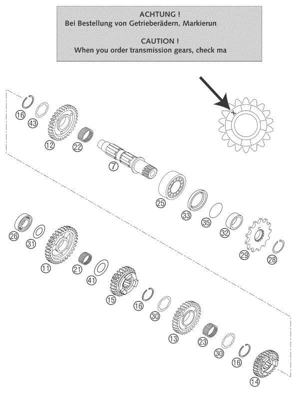 Explosionsgrafik GETRIEBE II - ABTRIEBSWELLE
