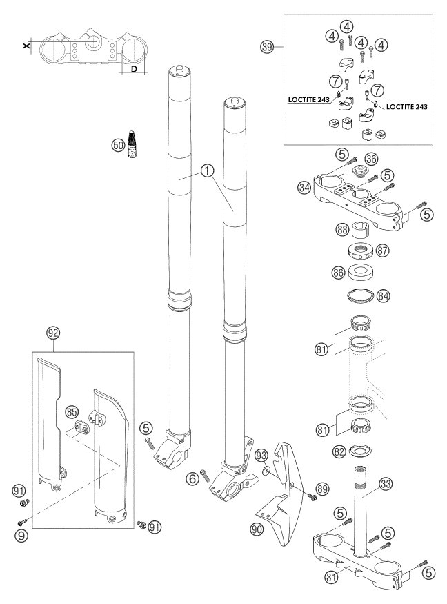 Explosionsgrafik TELEGABEL, GABELBRÜCKE