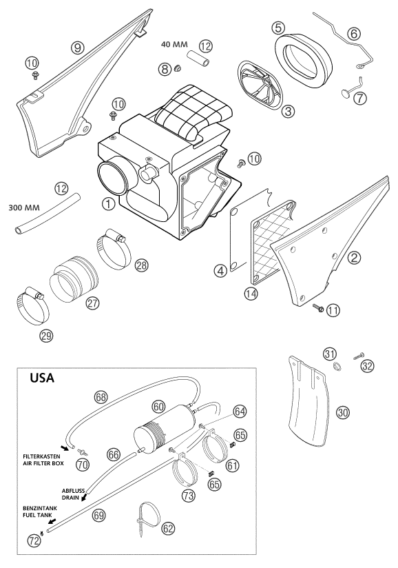 Explosionsgrafik LUFTFILTER