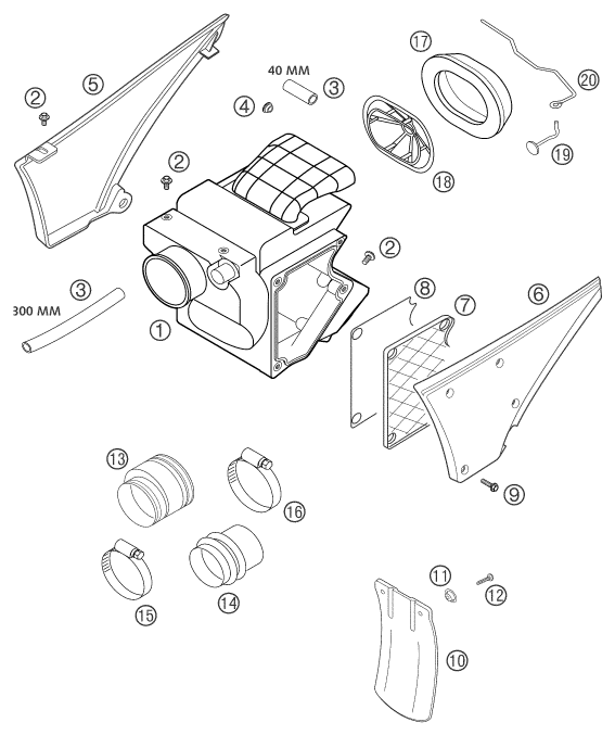 Explosionsgrafik LUFTFILTER