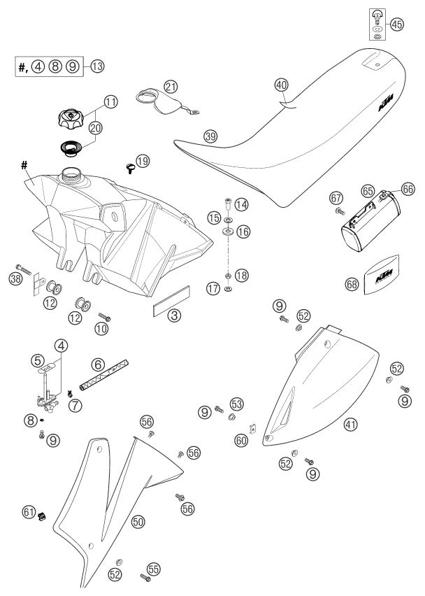 Explosionsgrafik TANK, SITZBANK