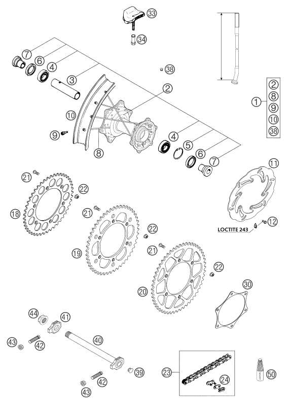 Explosionsgrafik HINTERRAD