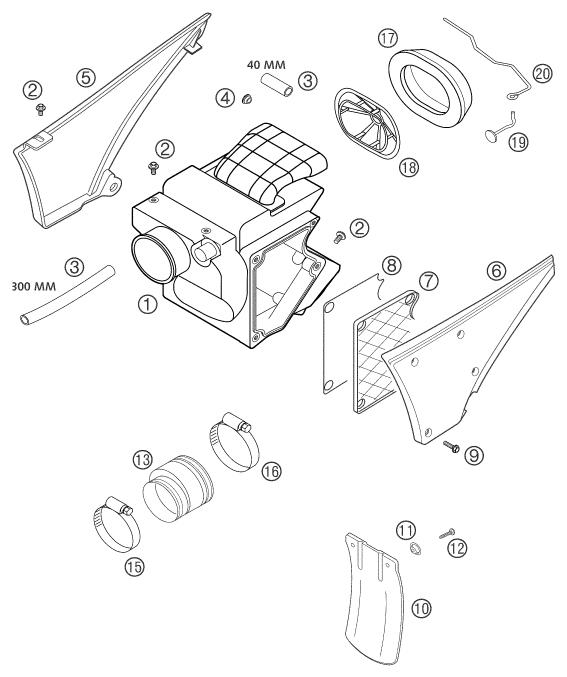Explosionsgrafik LUFTFILTER