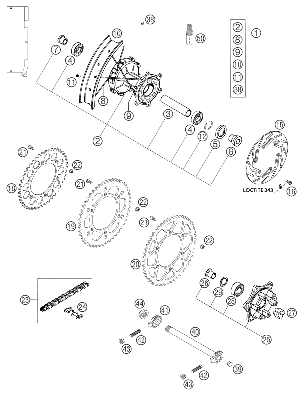 Explosionsgrafik HINTERRAD