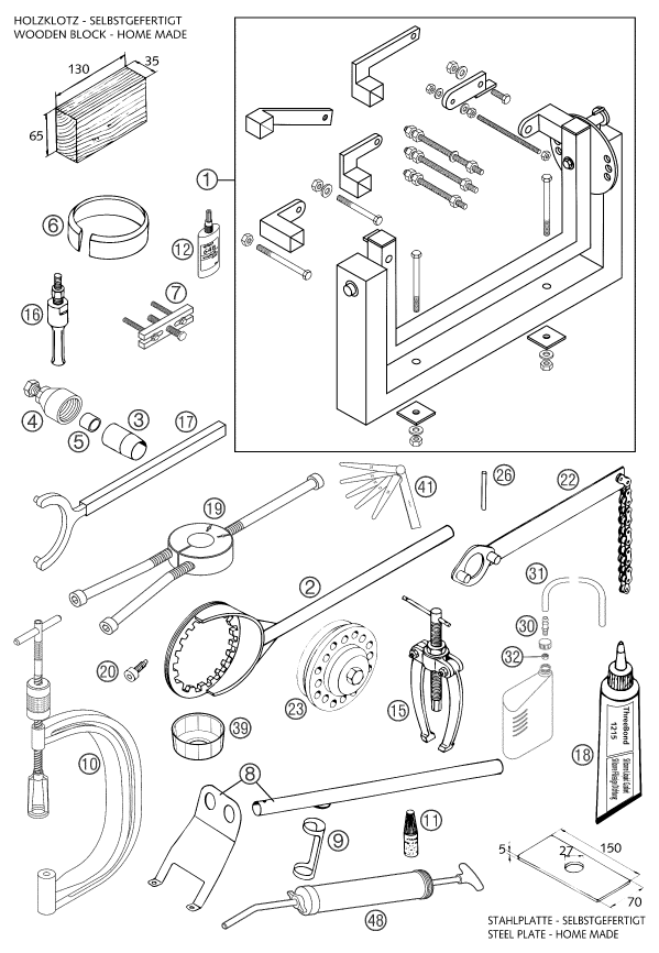 Explosionsgrafik SPEZIALWERKZEUG (Motor)