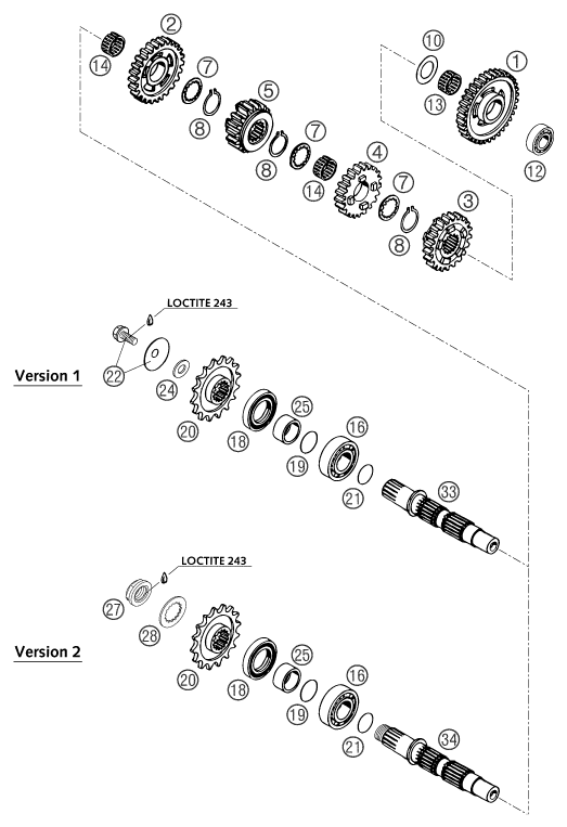 Explosionsgrafik GETRIEBE II - ABTRIEBSWELLE