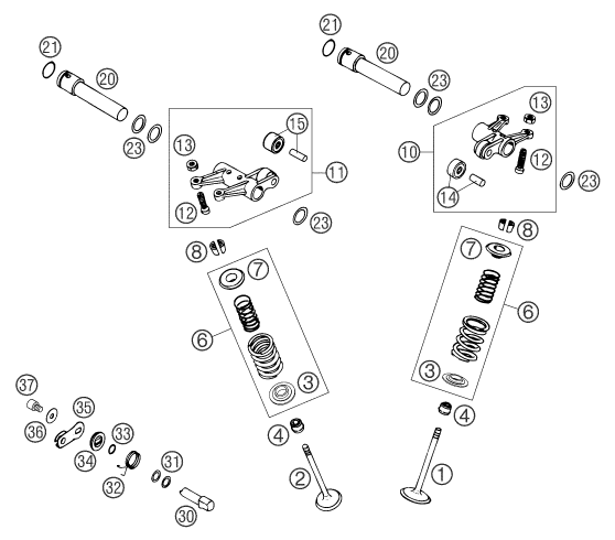 Explosionsgrafik VENTILTRIEB