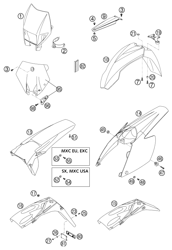 Explosionsgrafik MASKE, KOTFLÜGEL